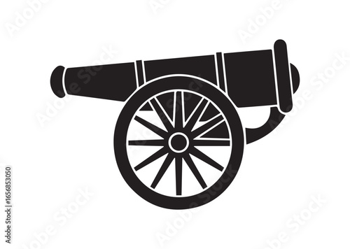 A cannon silhouette black vector white background