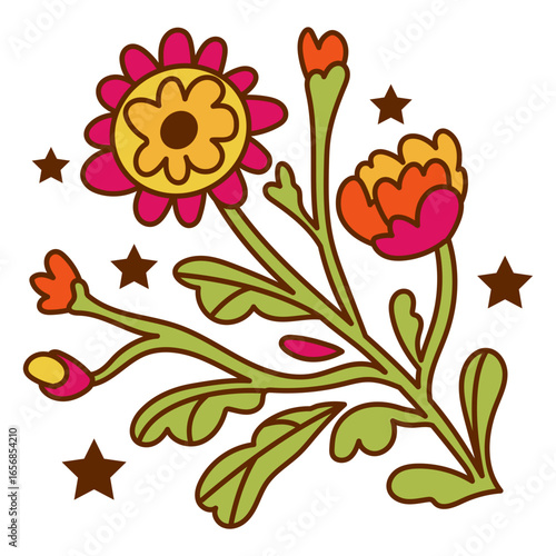 Colorful flowers color stroke