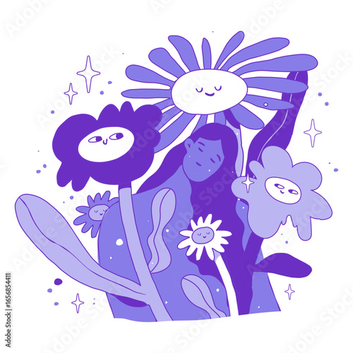 Feminism monochromatic flowers