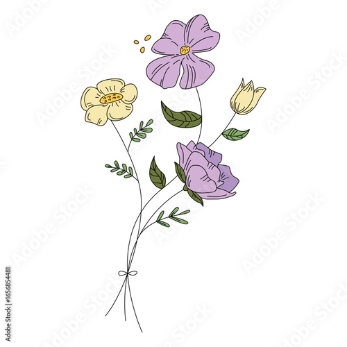 Flowers pollen drawing hand drawn