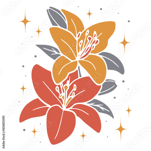 Two lilies with stars