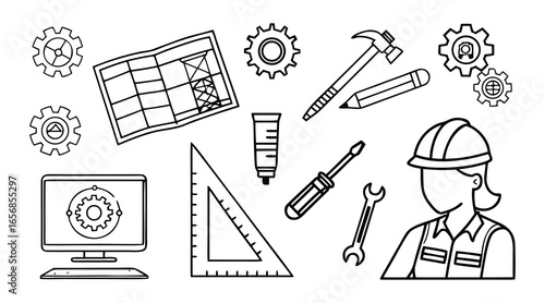 School icons set vector illustration with hand drawn sketches and educational symbols