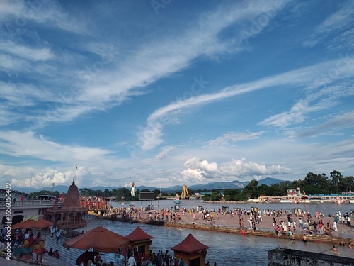 Har ki pauri panorama view haridwar, uttarakhand, india