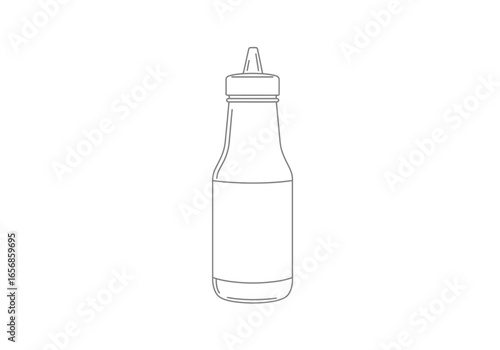 A schematic drawing of a bottle with a pointed nozzle