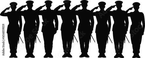 Silhouette Illustration of Military Personnel Saluting A Symbol of Respect and Discipline