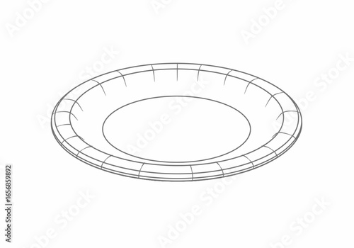 An oval paper plate sketched with gray lines shows depth and curvature