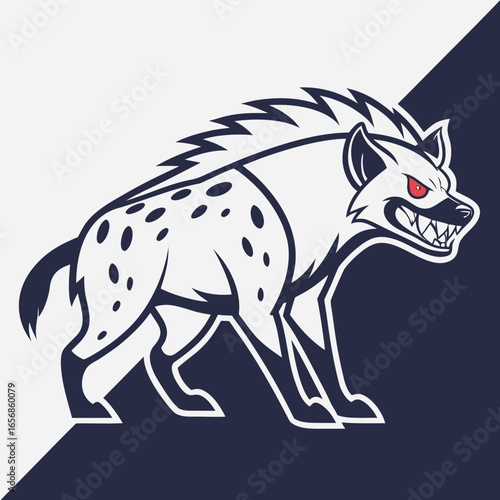 Aggressive hyena mascot with red eyes animal wildlife