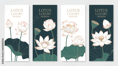Elegant Lotus Flower Luxury Designs Four Vertical Banners