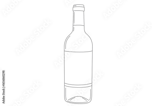 Outlined wine bottle with label space tapered neck  thick glass base