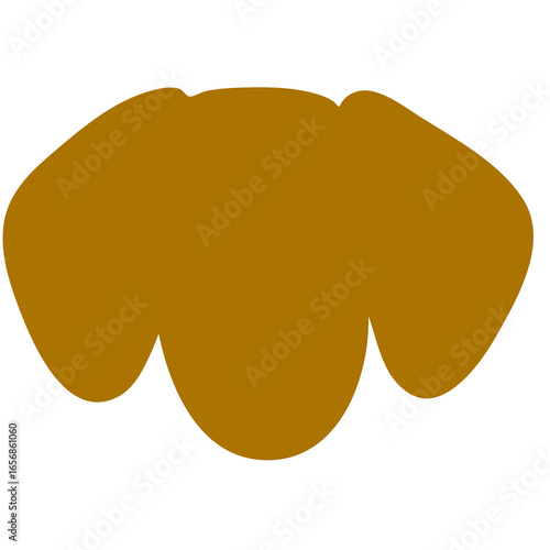 Minimalist brown silhouette illustration of a friendly dog's head with floppy ears, ideal for pet-themed designs, animal graphics, and simple canine imagery.