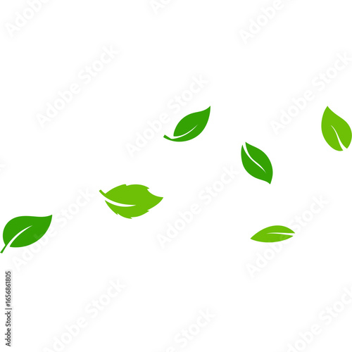 Floating Green Leaves A Symbol of Nature, Growth, and Renewal on White Background