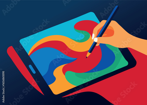 High angle close up vector illustration of a hand holding a stethoscope suitable for medical or healthcare designs