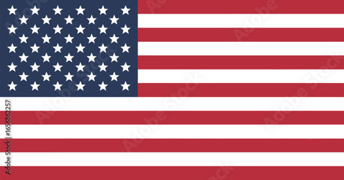 A digital illustration of the United States flag, featuring 50 white stars on a navy blue field and 13 red and white stripes.