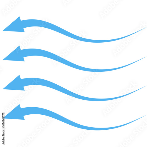 Airflow, Breeze, Wind, Stream, Flowing Arrows Illustration of Air Current