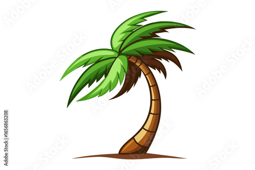 Vibrant palm tree illustration evoking tropical paradise, beach vacation, and summer relaxation, perfect for travel and leisure themes.