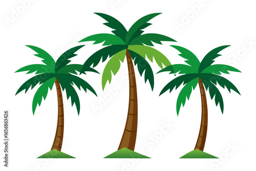 Vibrant green palm trees create a perfect tropical getaway scene, evoking sunshine, relaxation, and exotic destinations for your summer vacation projects