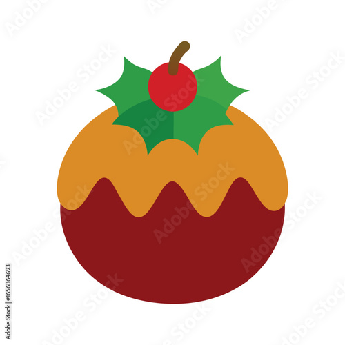 Christmas pudding festive dessert illustration perfect for holiday designs and seasonal graphics Vector illustration on white background.