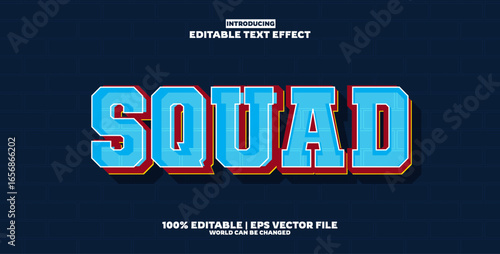 Squad editable text effect in modern trend style