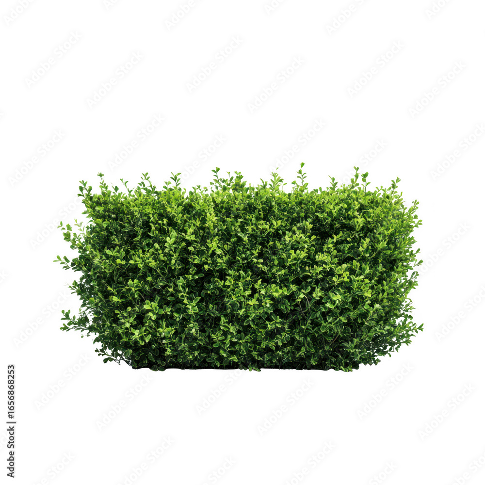 Obraz premium Green boxwood shrub, rectangle isolated on transparent background
