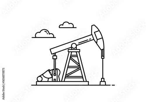 Vector illustration of oil pump jack for crude oil extraction and energy production