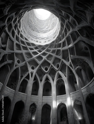 the scene depicts the interior of an elaborate architectural structure