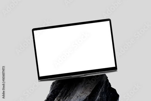 Blank laptop computer mockup. 3D rendering.