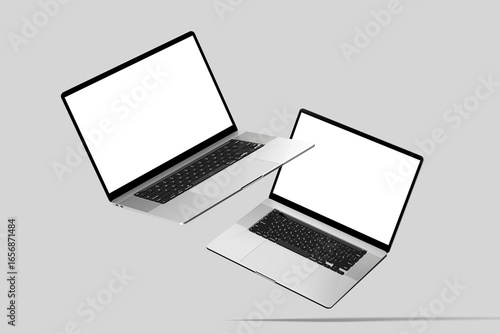 Laptop computer with  black screen mockup. 3D rendering.