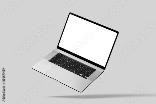 Laptop computer with  black screen mockup. 3D rendering.
