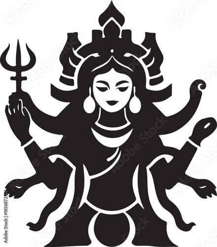 Hindu Deity with Multiple Arms Illustration