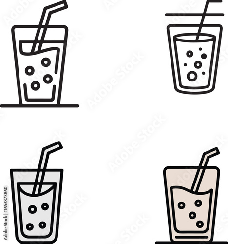 Glass of milk and juice vector illustration with shopping icons