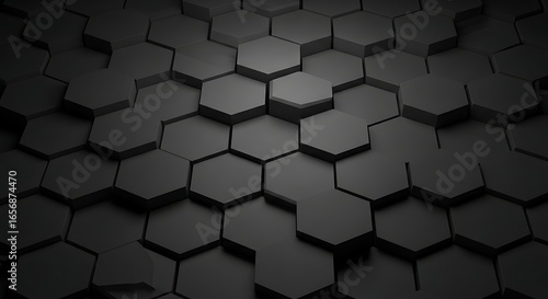 Dark hexagonal pattern with depth and shadow