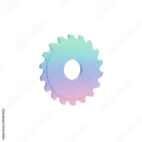 3d rendered pastel gradient gear isolated on transparent background