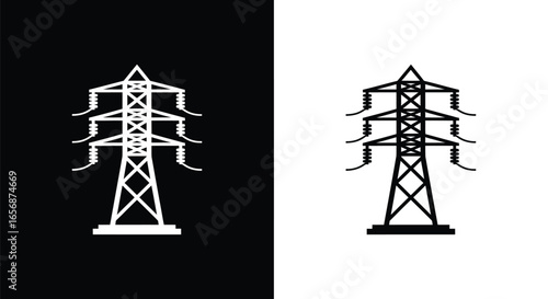 Electricity Tower Icon - Symbolizing Power Lines and Energy Distribution