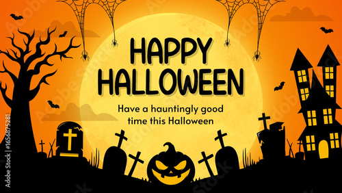 Halloween Night of Horror with Full Moon and Mist