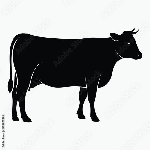 Cow Silhouette Vector Black Minimalist Farm Animal Icon Design