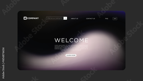 Modern website template welcomes visitors with calming gradient background and clean navigation