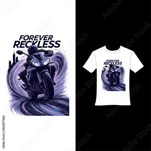 Stylish bike themed t-shirt design for riders and motorcycle lovers.