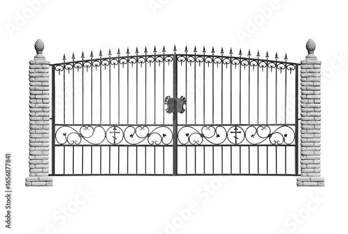 Wide forged gates with columns .  B.