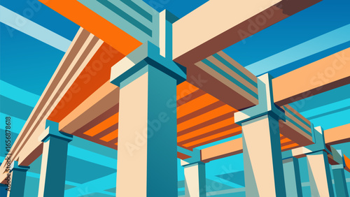 Abstract architectural visualization of robust concrete construction