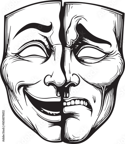 Comedy and Tragedy Mask: A classic representation of the duality of human emotions, this artistic rendering of a comedy and tragedy mask embodies the contrasting expressions of joy and sorrow.