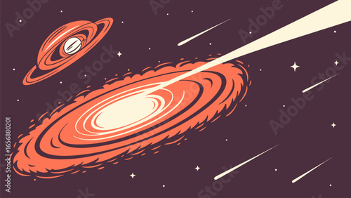Vibrant orange galactic core with luminous glow and cosmic energy