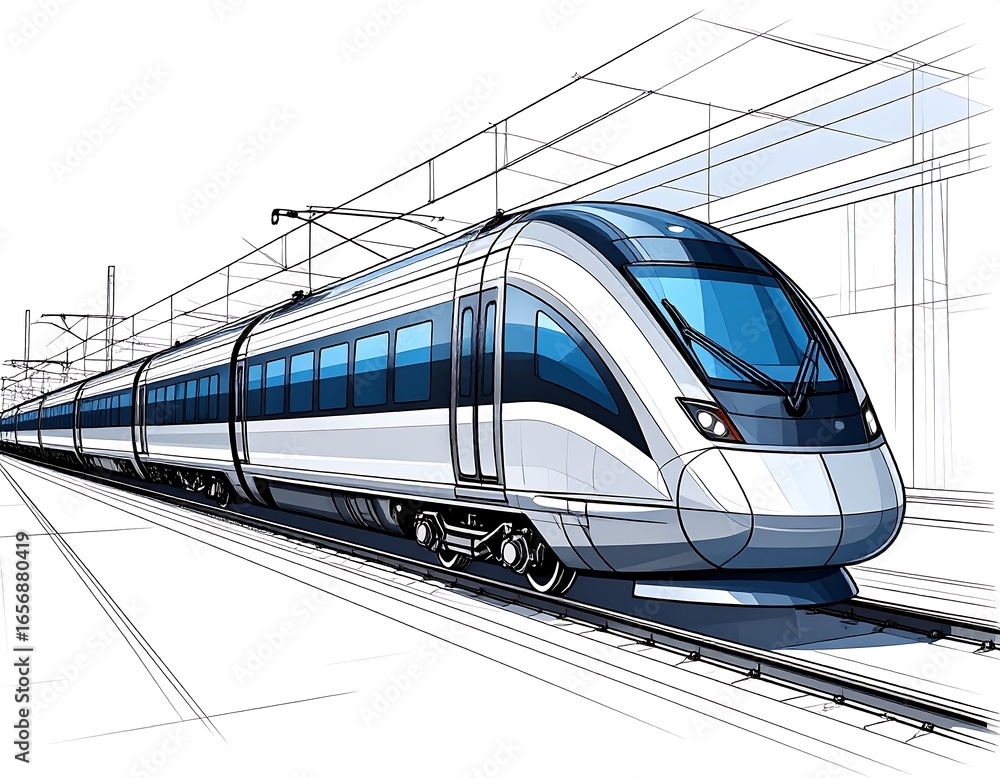 Fototapeta premium Modern high-speed train illustration