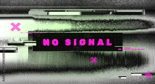 Trippy No Signal Graphic Design With Glitch Effects Reflecting Retro Y2k Aesthetics Infused With Vibrant Punk Vibes