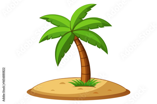 Escape to paradise with a vibrant, solitary palm tree gracing a sandy island, evoking tropical dreams and serene beach getaways for your next project.