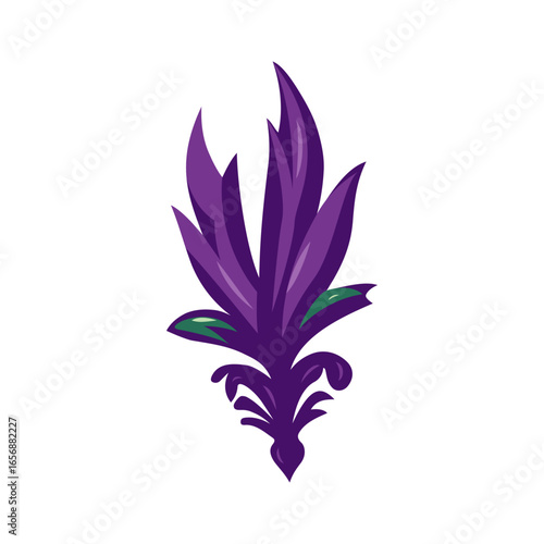 Elegant purple decorative flourish with green accents symbolizing growth and sophistication