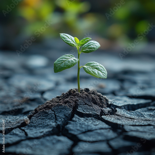 Plant growing out of the ground.