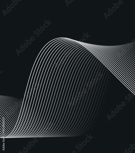 Futuristic Abstract Particle Wave Lines Vector Background with Dynamic Energy Flow and Digital Curves