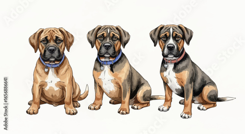 Watercolor dog illustration “Buddy” pet portrait isolated on white background