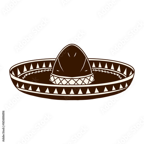 Classic Mexican Sombrero Hat with Decorative Geometric Patterns and Wide Brim