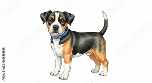 Watercolor dog illustration “Buddy” pet portrait isolated on white background